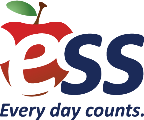 A logo with a red apple and blue textDescription automatically generated
